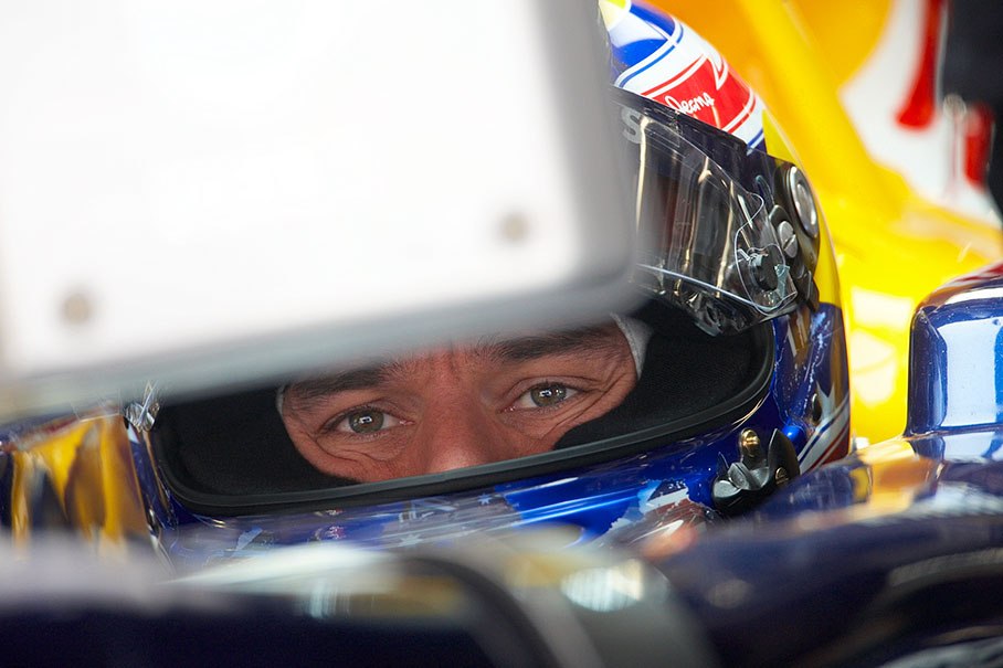 Mark Webber, Red Bull Racing, watches the screen