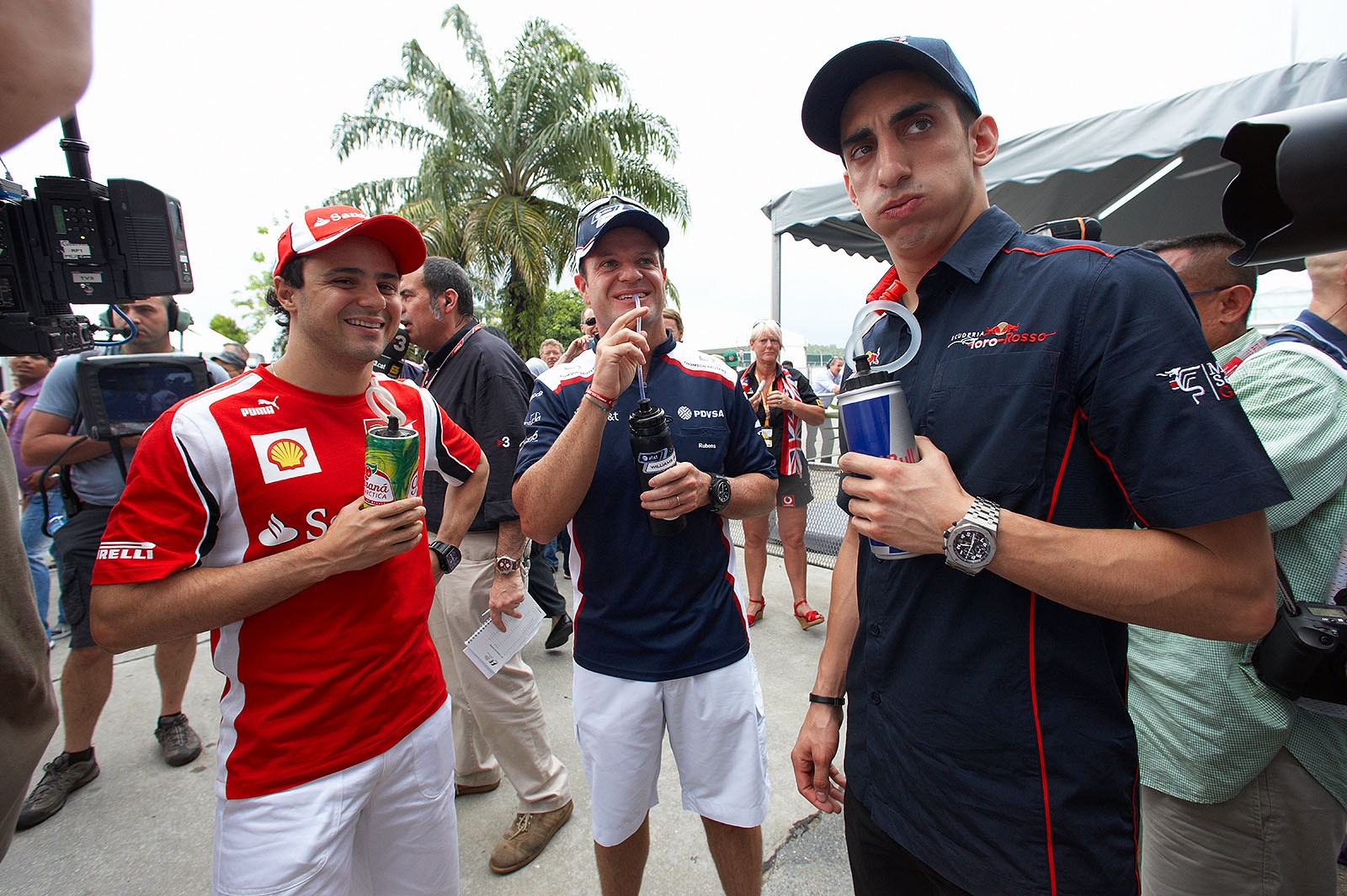 Felipe Massa, Rubens Barrichello and Sebastien Buemi