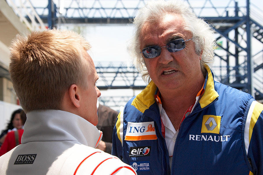 Renault F1 boss Flavio Briatiore with Heikki Kovalainen