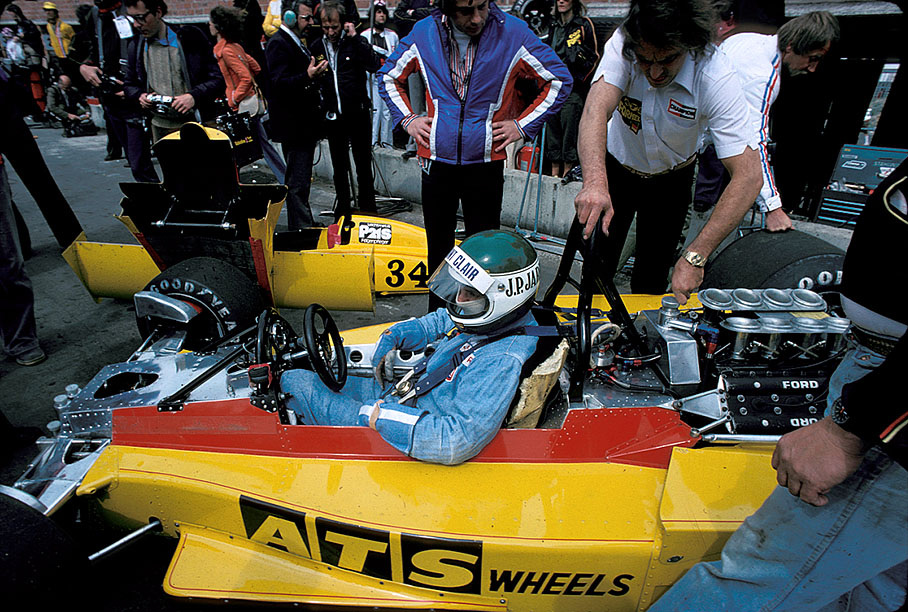Jean-Pierre Jarier sitting in the cockpit of his ATS Penske-Cosworth