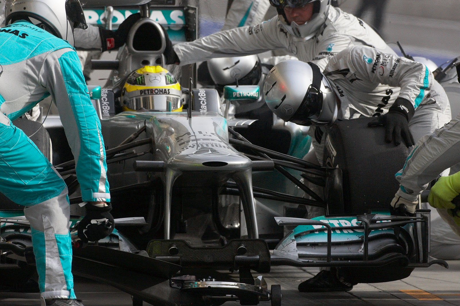 Nico Rosberg stops at Mercedes GP pits