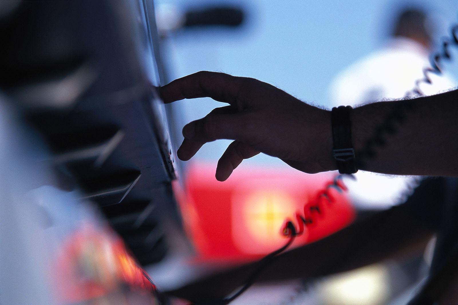 Norbert Haug's hand on the command buttons