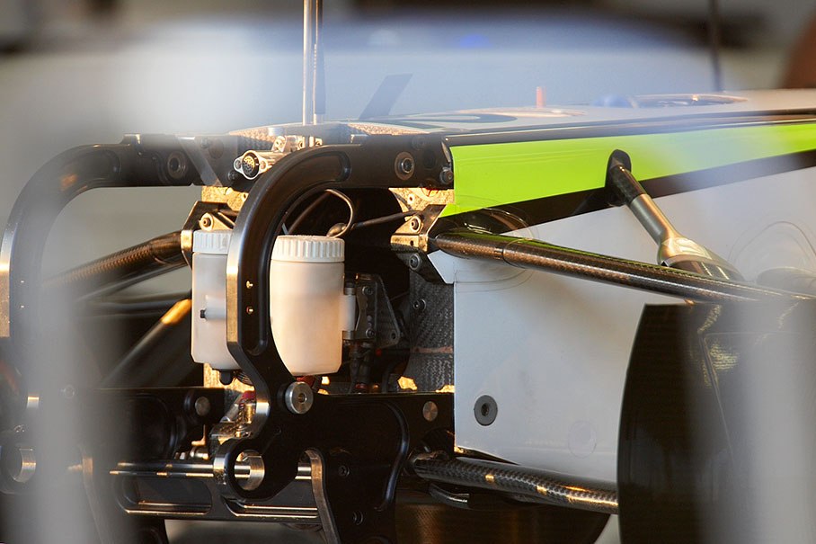 The front part without nose cover of a Brawn Mercedes car
