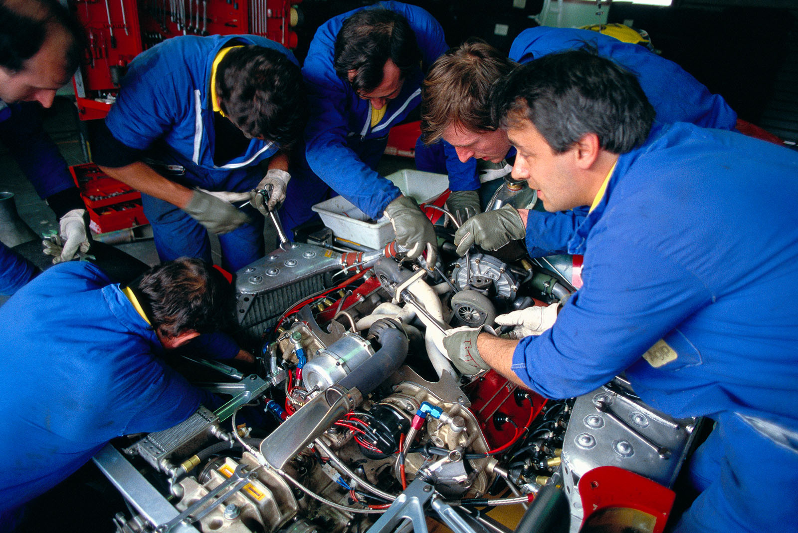 Ferrari 126C4 V6 turbo engine, preseason test at Imola, Italy, 1984