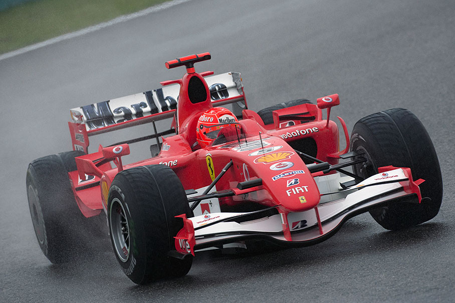 Michael Schumacher on intermediate tires