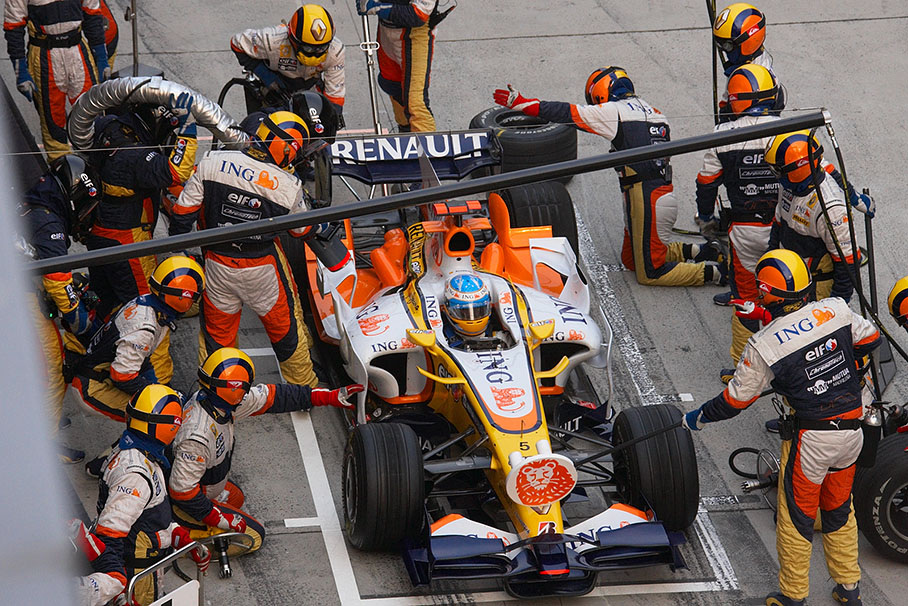 Pitstop of Fernando Alonso, Renault F1