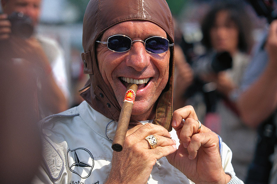 Former F1 word champion Emerson Fittipaldi in action during a historical event within the German Grand Prix