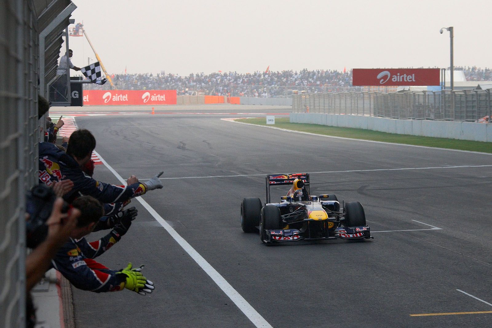 Already being double World Champion, Sebastian Vettel of Red Bull Racing wins the Grand Prix of India