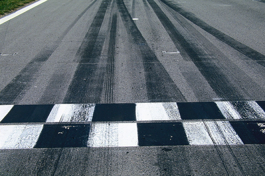 Tyre rubber marks.