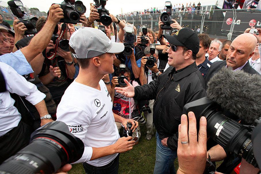 Michael Schumacher meets John Travolta under curious lenses