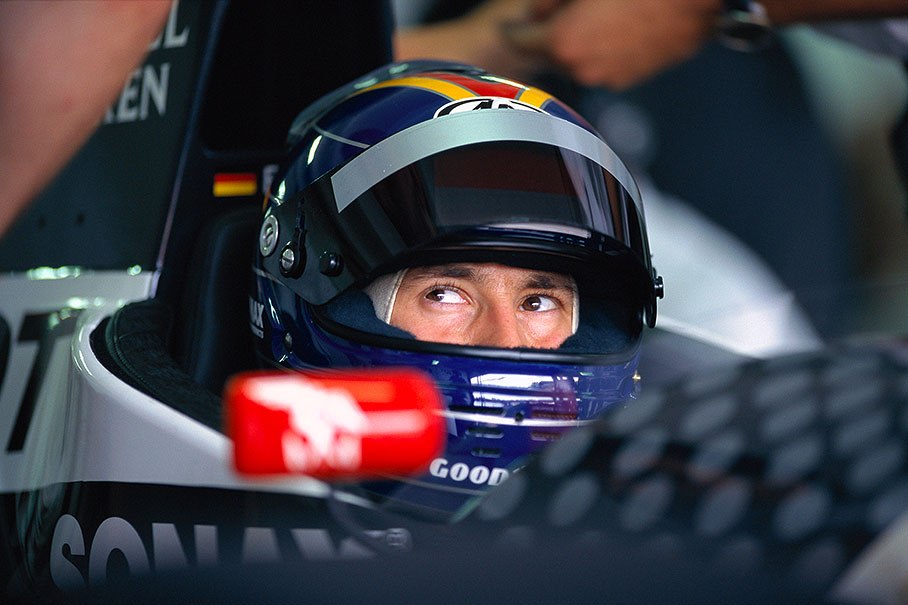 Heinz-Harald Frentzen in the Sauber Mercedes pits