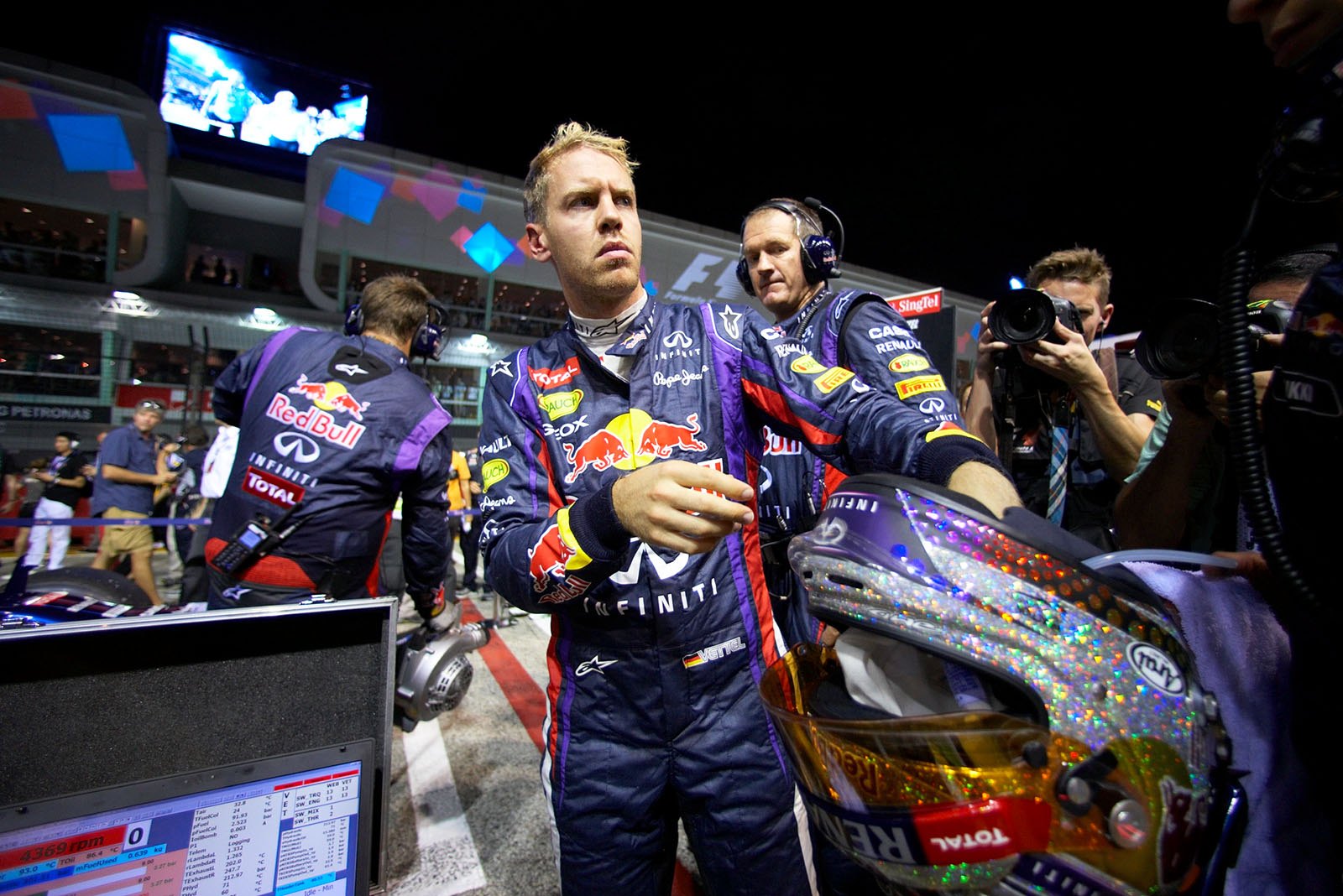 German Red Bull driver Sebastian Vettel on the grid