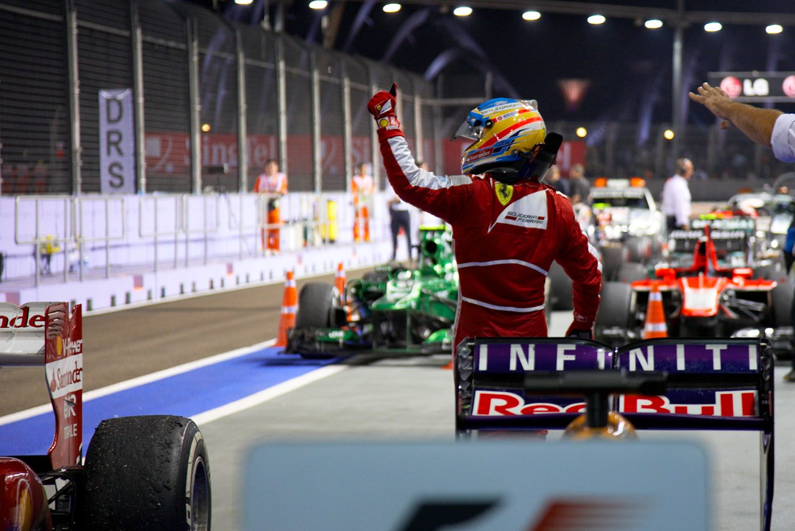 Fernando Alonso still happy after finishing again in 2nd place behind his rival Vettel