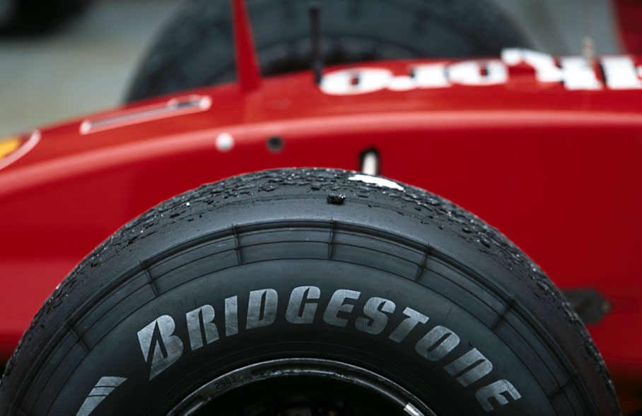 Rubber marbles on a used Bridgestone tyre