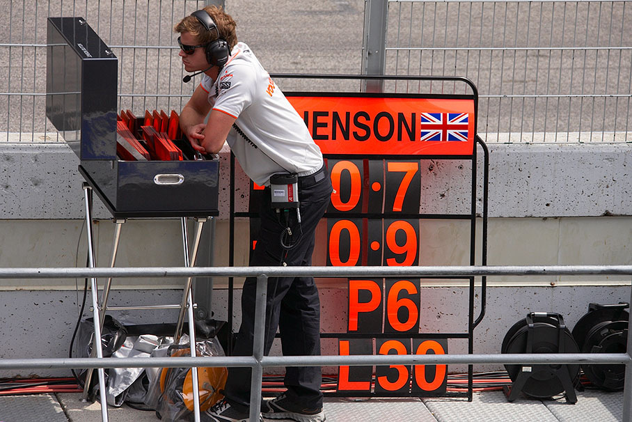 Button's pit board is ready