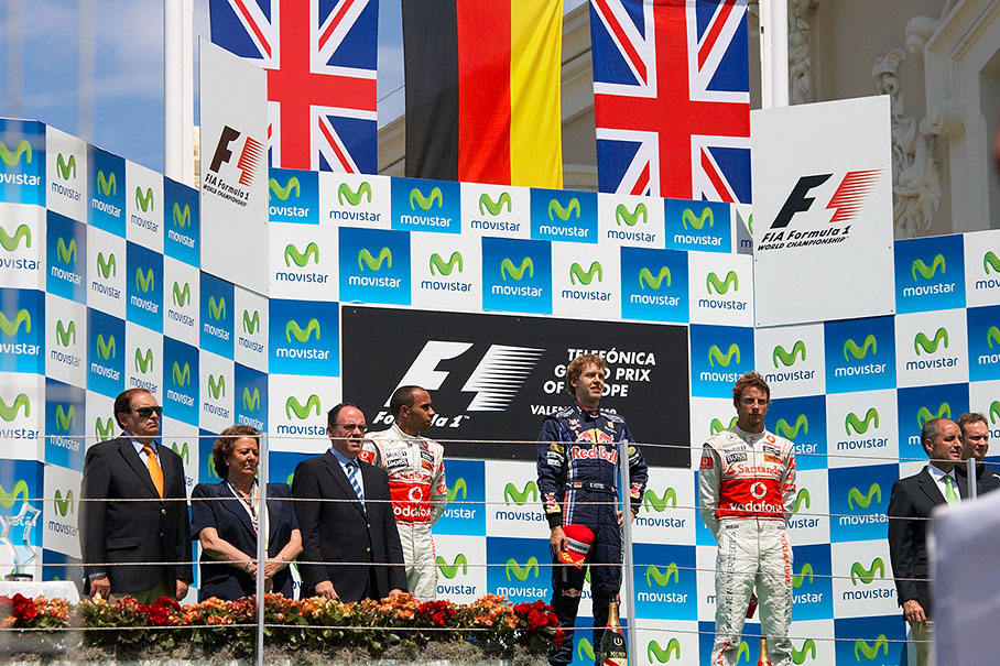 Podium ceremony after the 2010 European Grand Prix