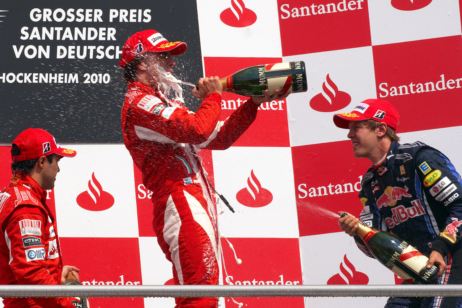 A lot of champagne for controversial winner Alonso