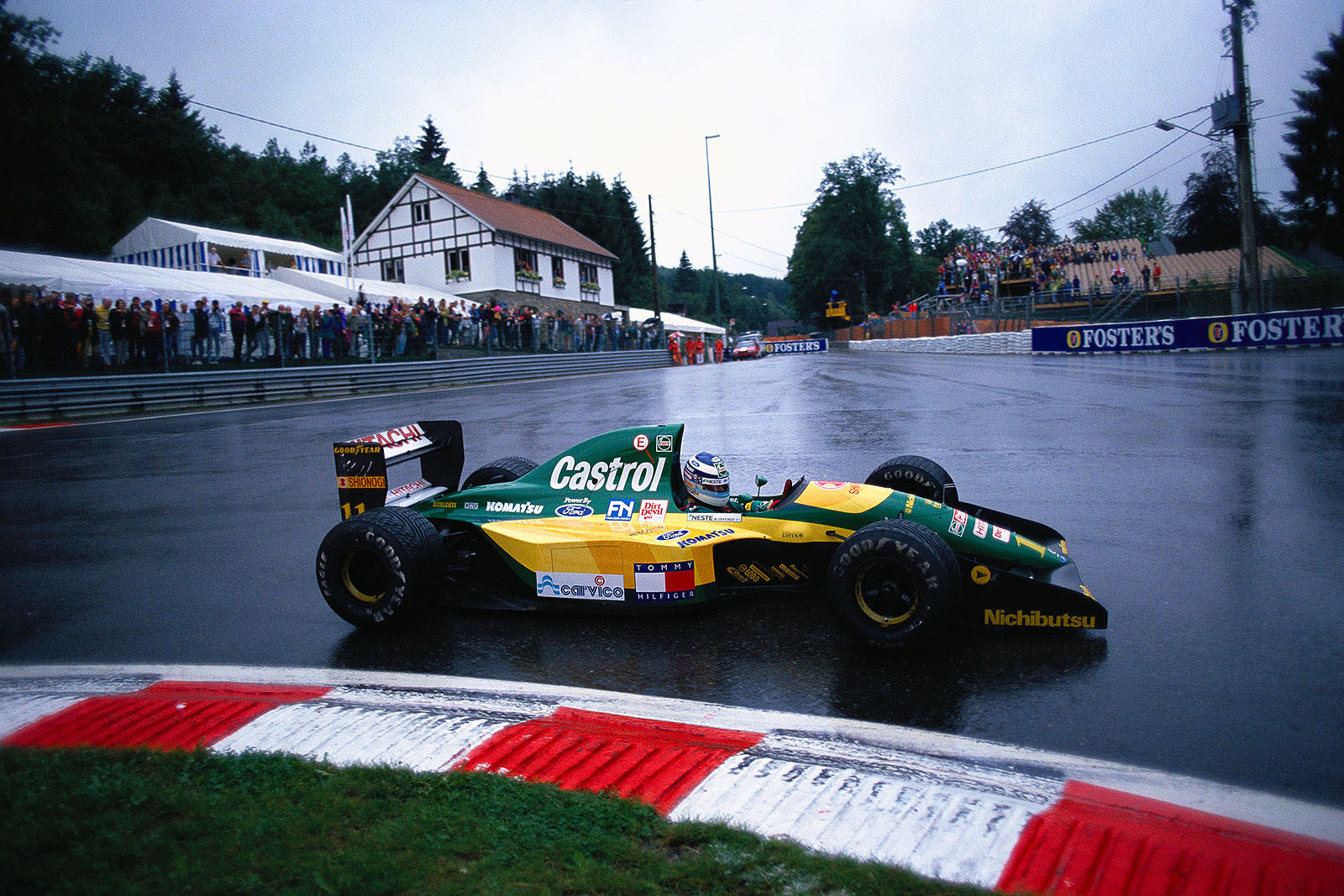 Mika Hakkinen, Lotus-Cosworth, at La Source
