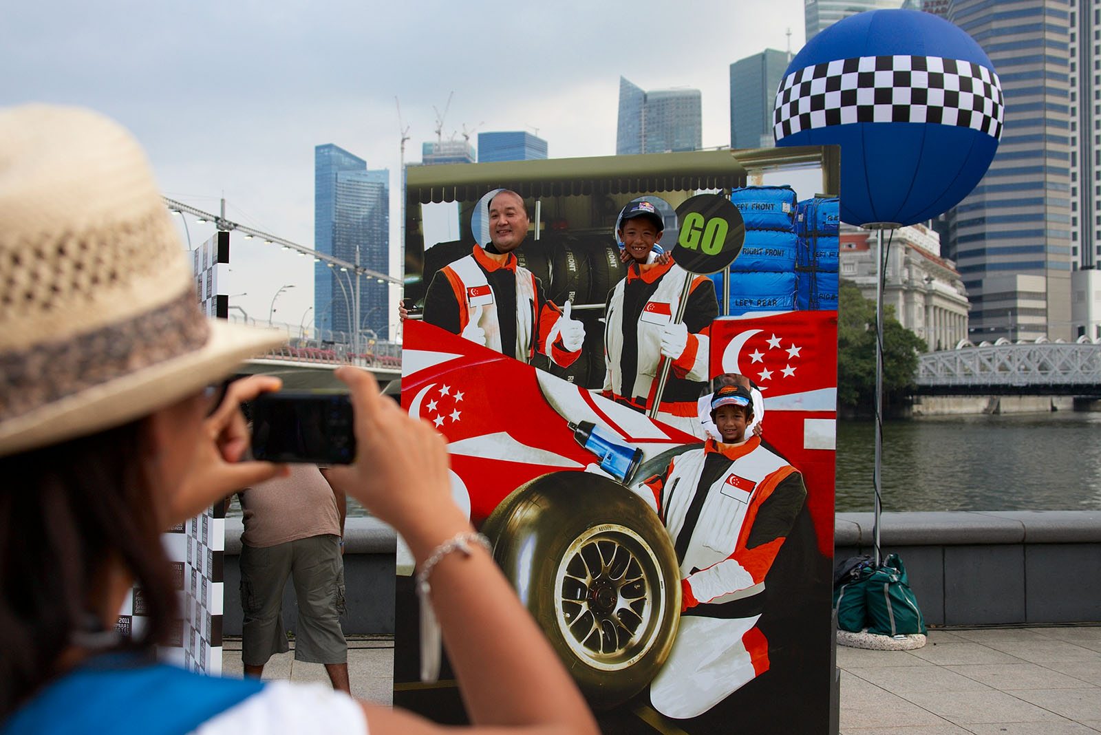 Race fans make their souvenir photos