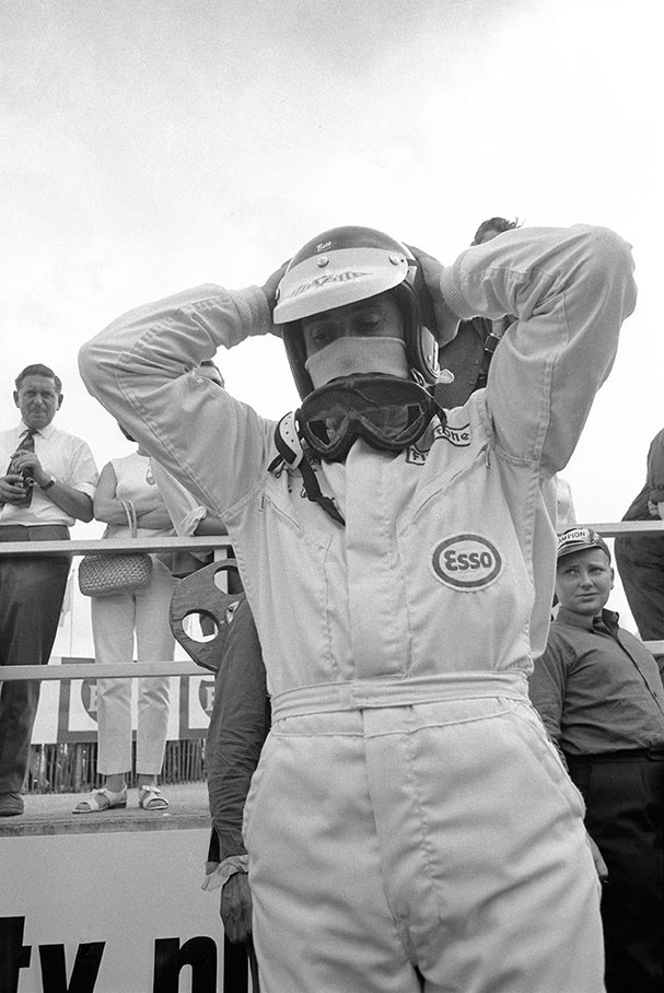 Jim Clark prepares for the British GP 1967