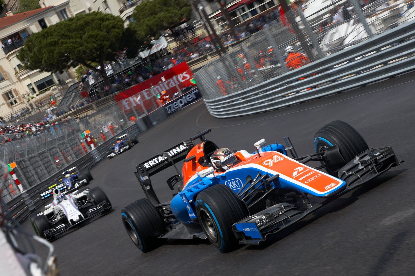 Pascal Wehrlein, Manor-Mercedes, now in front of Bottas' Williams and the two Sauber, Monte Carlo Grand Prix, 2016
