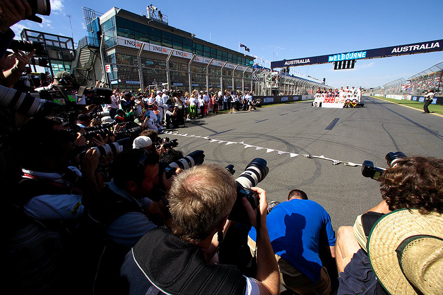 Annual drivers group photo shooting on the grid