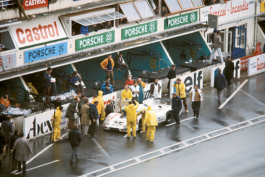 Vic Elford (GB) and Kurt Ahrens, Jr. (D) retire after 225 laps with engine problems - the 	Porsche 917L #042 is entered by Porsche KG Salzburg