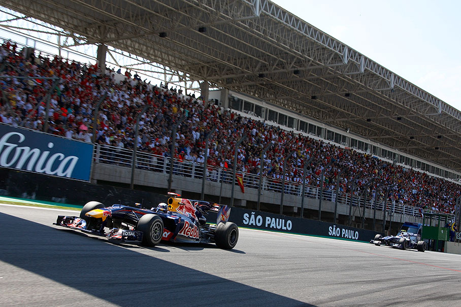 Sebastian Vettel pulls away from Red Bull Racing team mate Webber
