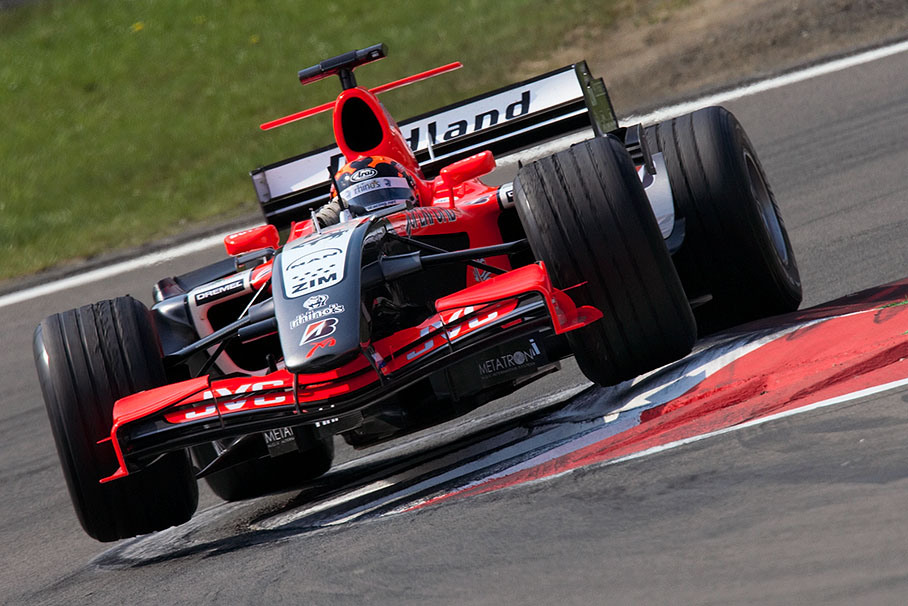 Dutch Christijan Albers jumping at last chicane combination