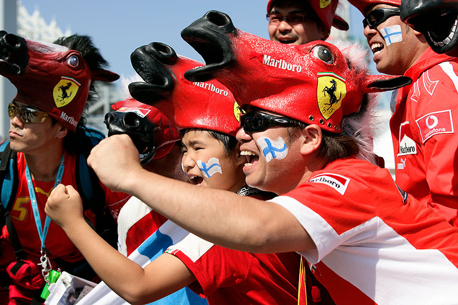 These funny hats give various thoughts but we guess they're Raikkonen fans
