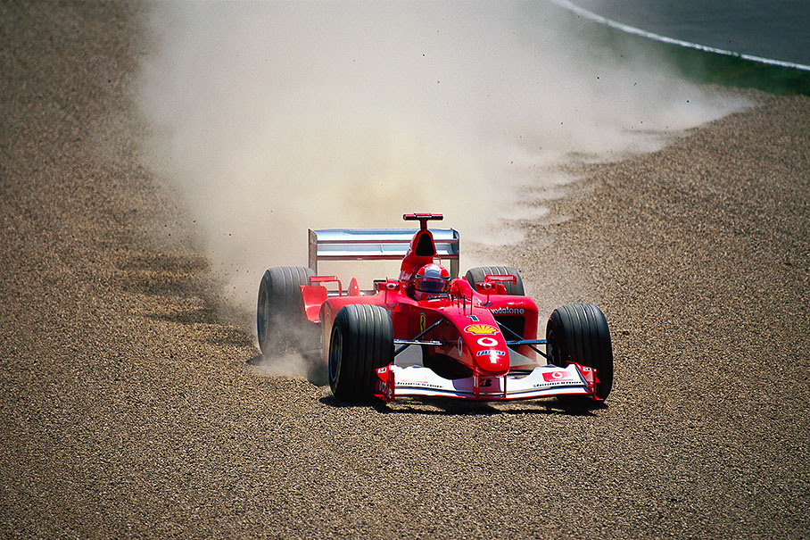 Michael Schumacher, Ferrari, has to use the gravel