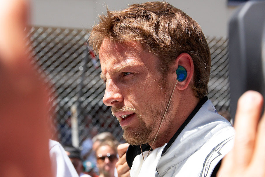 Brawn GP's Jenson Button on the grid