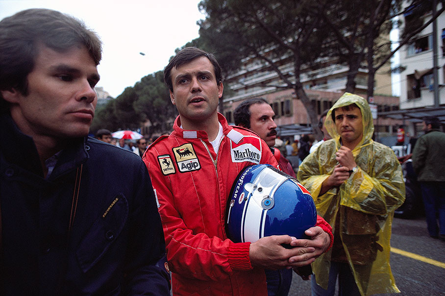 French Ferrari driver Patrick Tambay with British journalist Peter Windsor