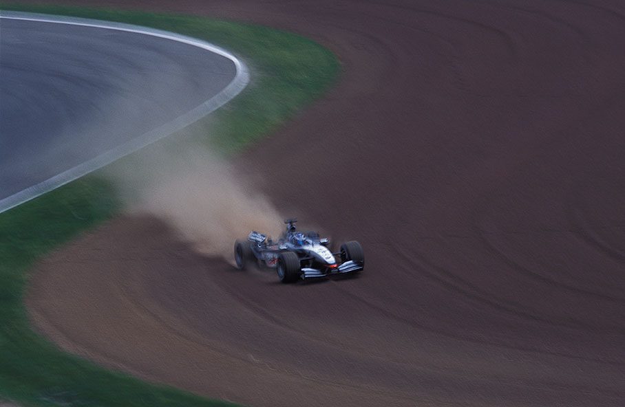 Shortly after the start Kimi Raikkonen's McLaren Mercedes lost the rear wing