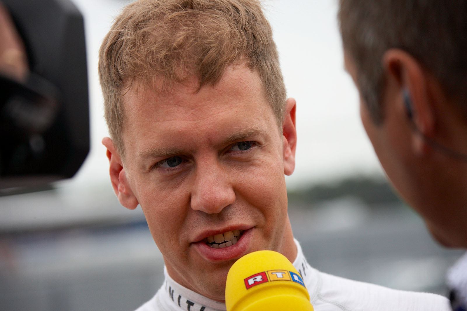 Sebastian Vettel answering questions on the grid, Hockenheim, German Grand Prix, 2014