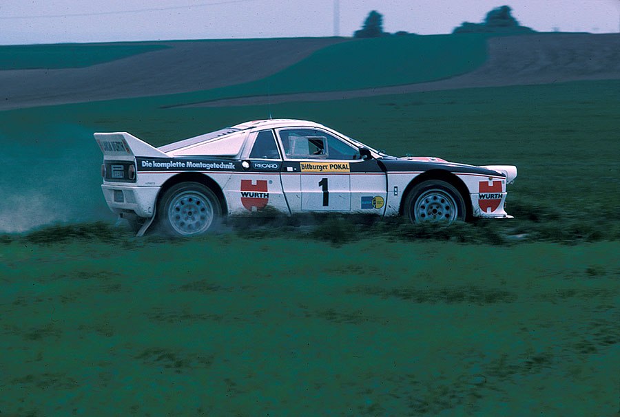 Walter Röhrl und Christian Geistdörfer im Würth Lancia Rally 037, Regensburg 1983
