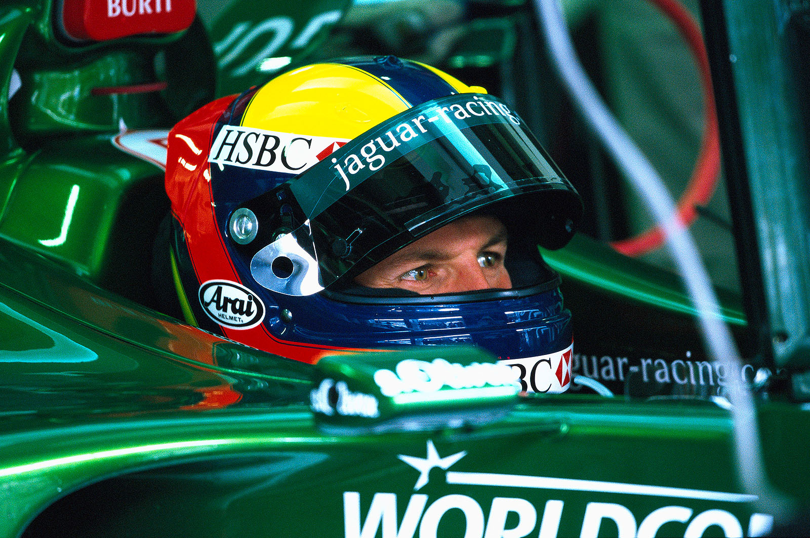 Brazilian Luciano Burti in Jaguar pits