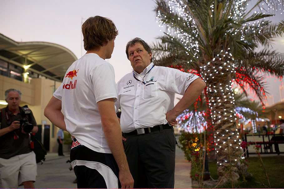 Sebastian Vettel and Mercedes Motorsport director Norbert Haug