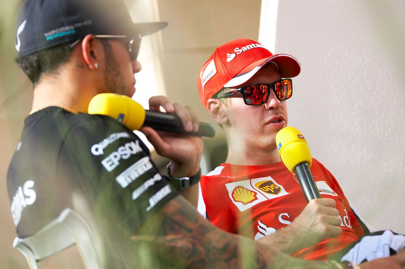 RTL TV appointment for Lewis Hamilton and Sebastian Vettel, Bahrain Grand Prix, 2015