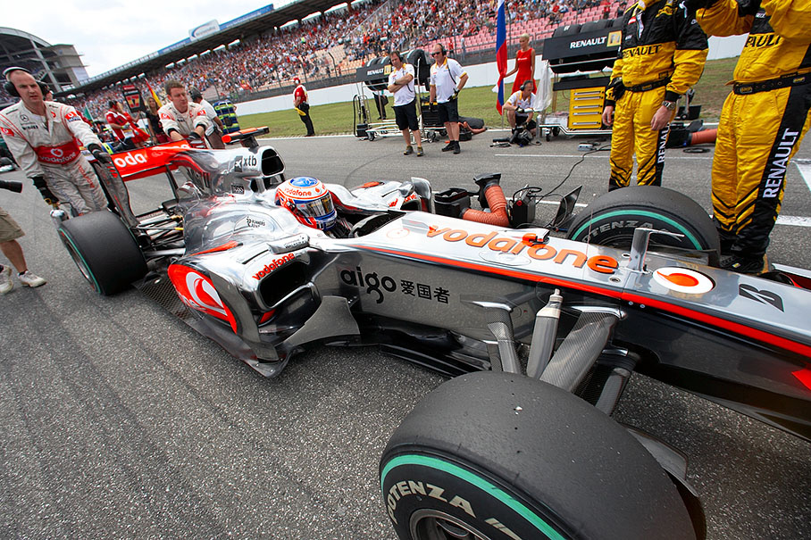 Jenson Button, McLaren Mercedes, rolls to his fifth grid position