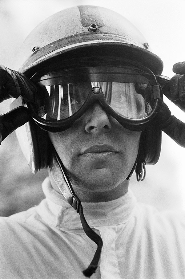 John Surtees prepares himself for the start of the Monaco GP 1967