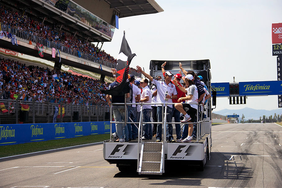 Truck leaving the grid for drivers presentation