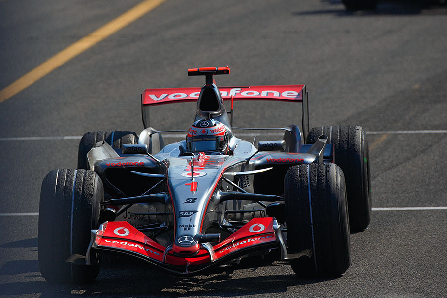 Winner Fernando Alonso slowly approaches park ferme