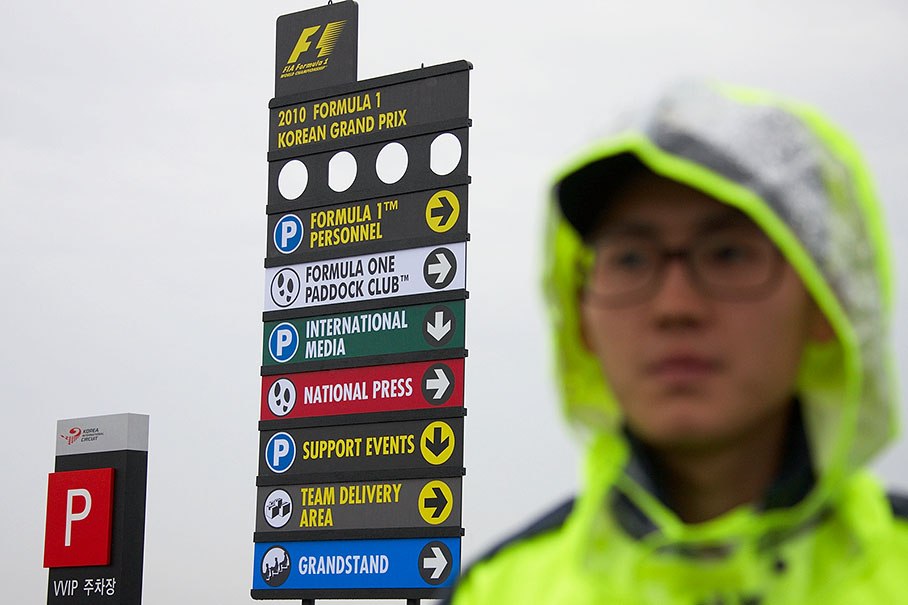 A large signpost guides the visitors to the new track facilities