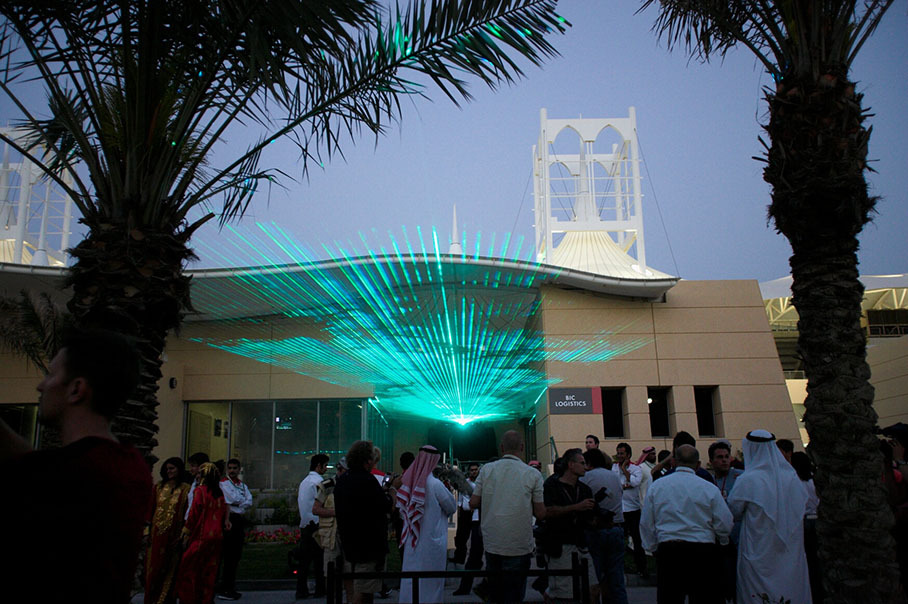 At the paddock cocktail party hosted by the King of Bahrain
