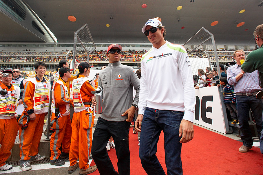 Lewis Hamilton and Adrian Sutil