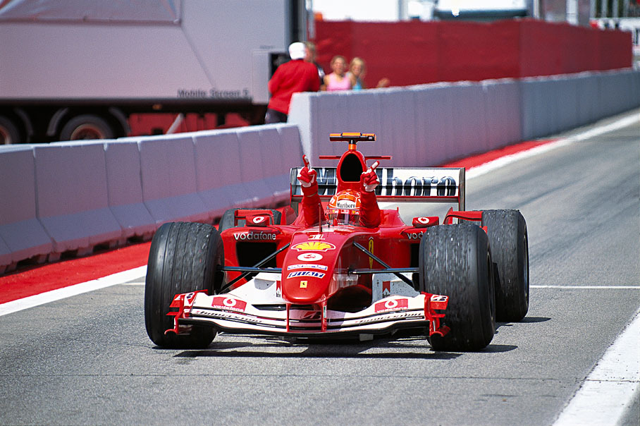 Michael Schumacher entering parc ferme after his honoury lap