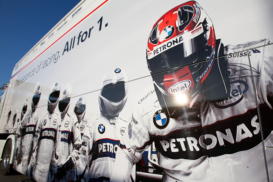 Is it Robert Kubica staring at us from a BMW Sauber F1 Team truck?