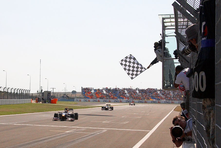 Red Bull rider Mark Webber becomes second in front of his pole-setting team mate Vettel
