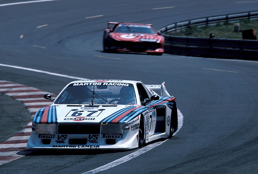 Martini Racing's Lancia Beta Montecarlo Turbo #1007, driven by Beppe Gabbiani (I) and Emanuele Pirro (I), retires in an accident after 47 laps